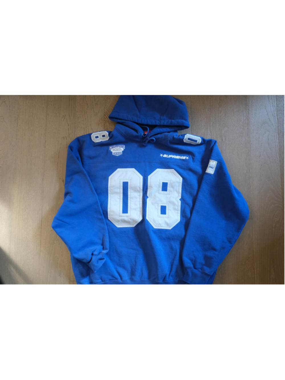 Supreme Football Jersey Hooded Sweatshirt Royal Blue Large